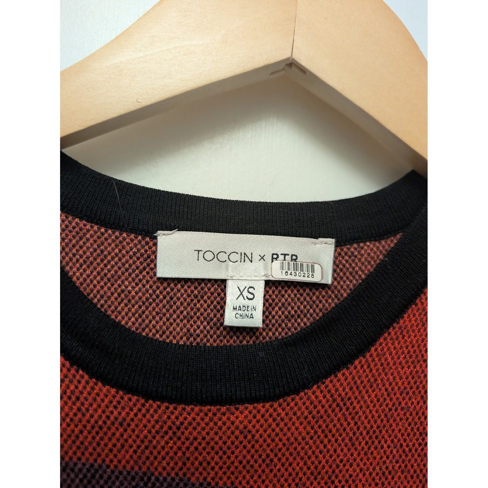 Toccin Nora Midi Dress Colorblock Geometric Knit XS Bodycon Fall Modern Holidays - Picture 6 of 6